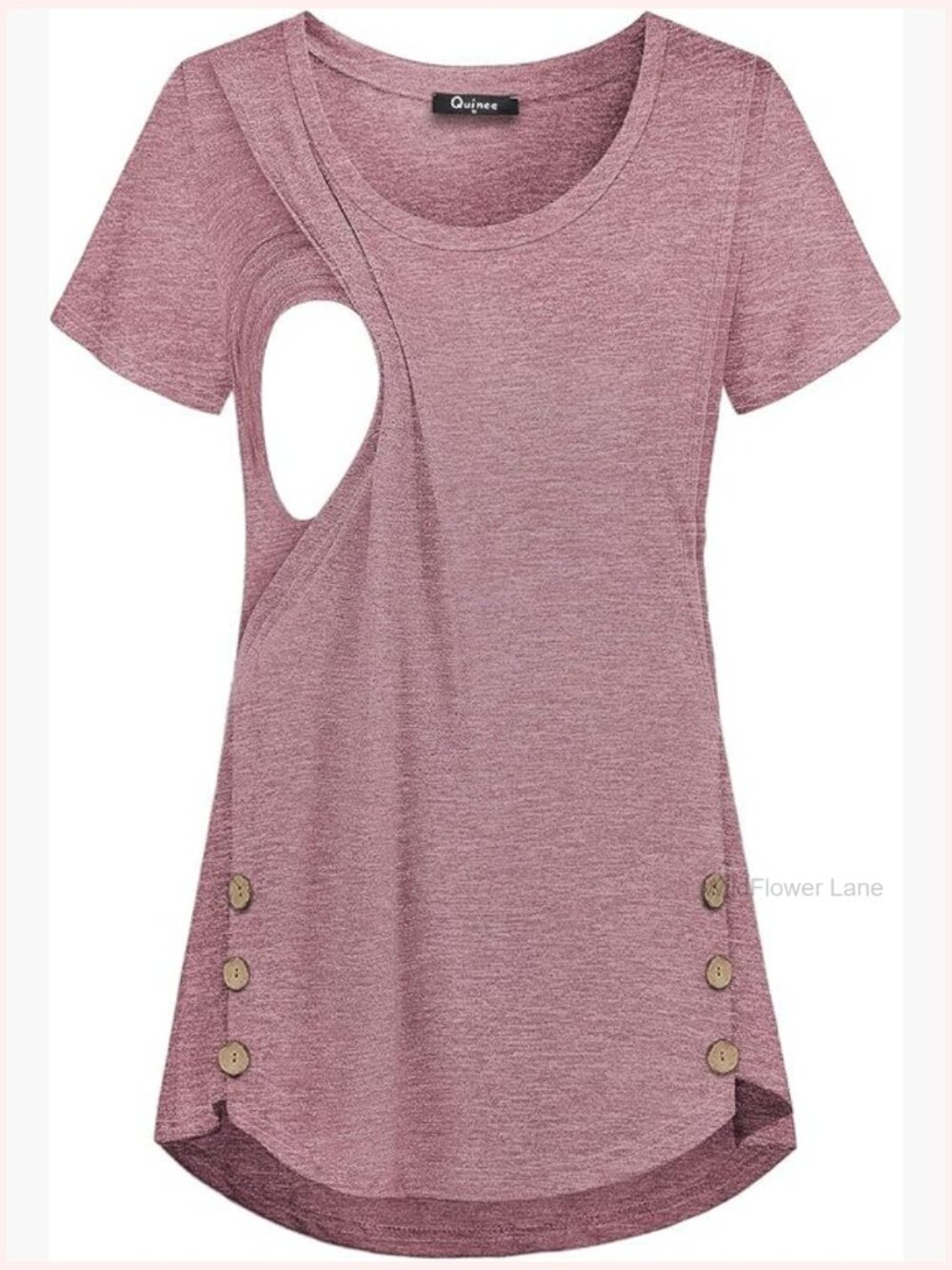 Women's Button Side Nursing Tunic Breastfeeding Maternity Top